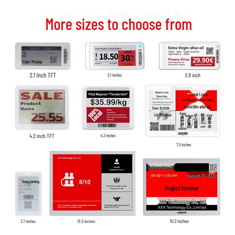 2.1" TFT E-Paper Network Electronic Shelf Label - Black & White Price Tag