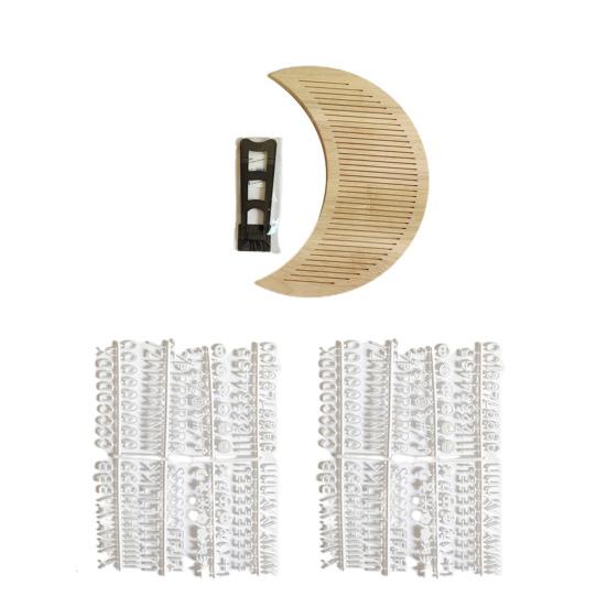 Nachrichtenbrett, modernes, veränderbares, leichtes Holz-Nachrichtenbrett, Mond-Holz-Filz-Buchstabenbrett, Holz-Buchstabenbrett für Kinderzimmer