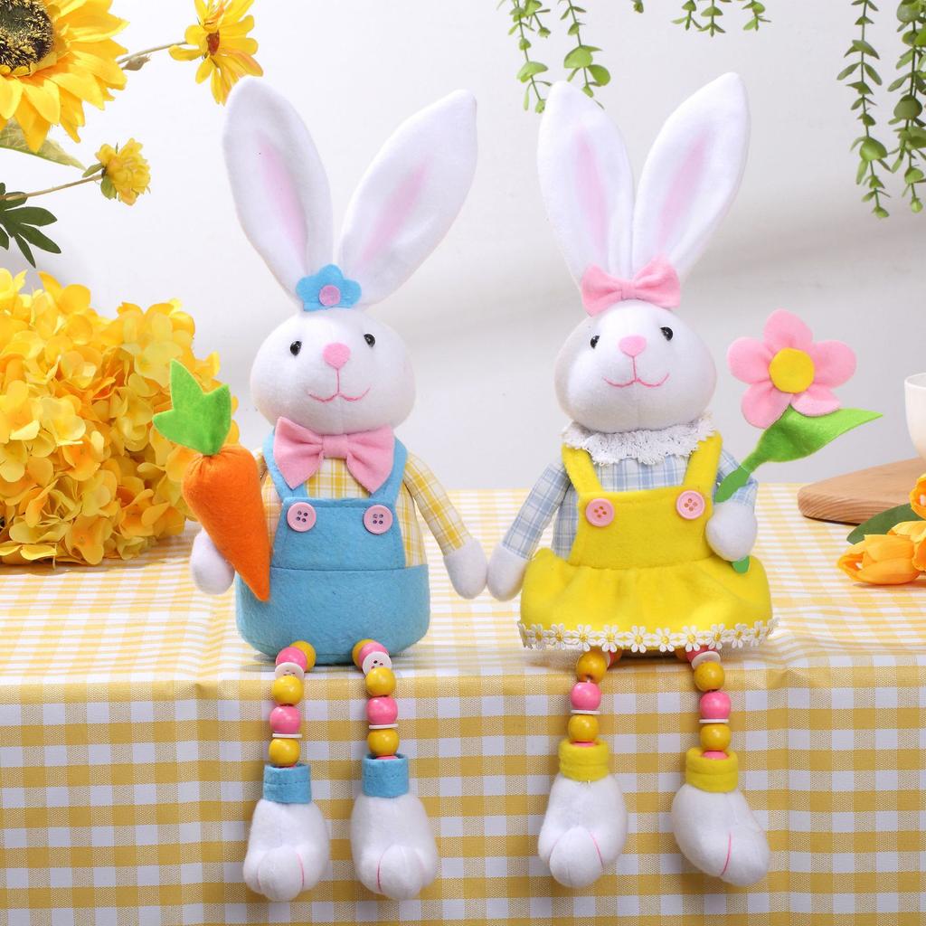 Adorable Bunny Holding Radish & Flower Doll: Plushie, Ornament, Home Decor, Easter & Christmas Gift