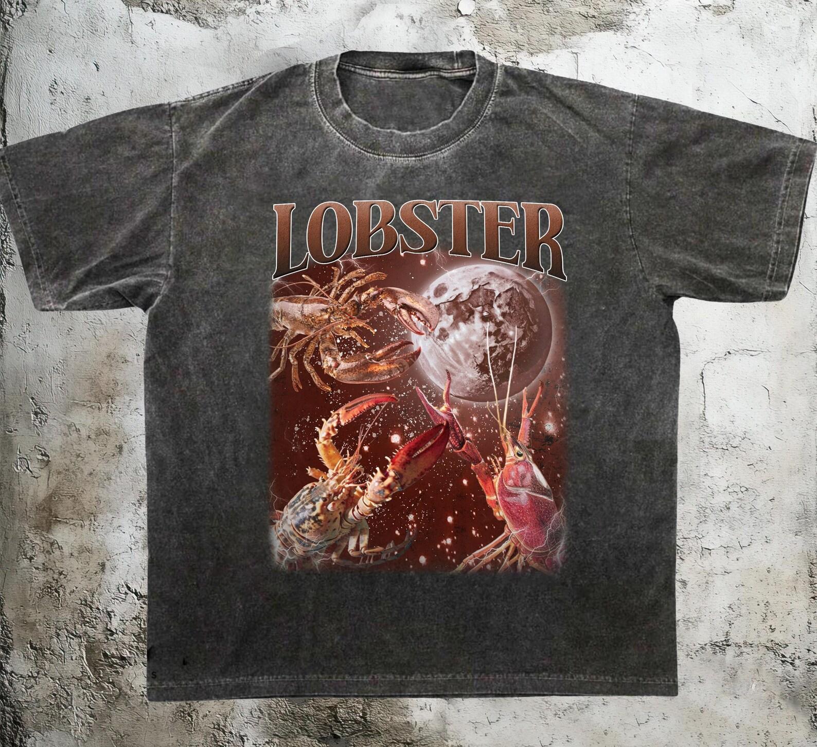 Three Lobster Retro Graphic T-Shirts, Vintage Lobster Moon T-Shirt XL