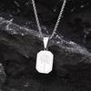 Vnox Simple Geometric Unisex Necklaces, Rectangle Pendant Monogram Palm Tree Collar with Box Chain, Men Women Jewelry