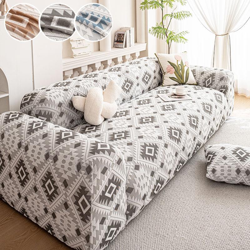 

1PC-Bohemian style living room sofa cover autumn and winter anti cat scratch straight row all inclusive sofa cover 90X140cm чорний