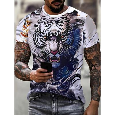 Summer 3D Digital Printing Tiger Realistic Casual Men's T-shirt