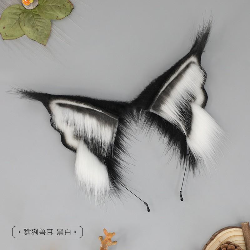 Handmade Plush Animal Ear Headband Cosplay Anime Convention - Lynx Cat Ears Hair Accessory In Sweet Kawaii Style