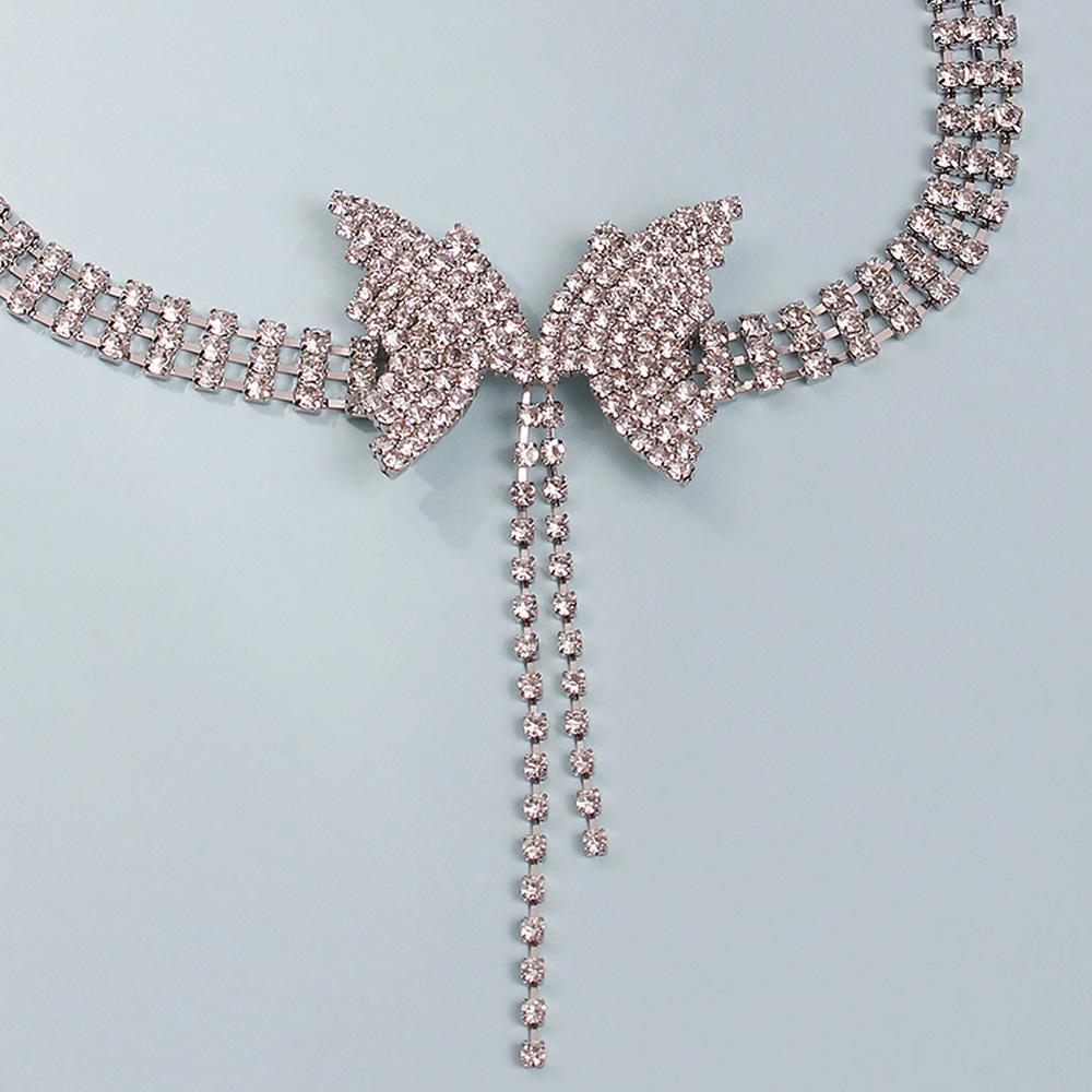 Tooxika Temperament Full Diamond Bow Short Necklace Fashion Trend Sweet Niche Choker Necklace Female