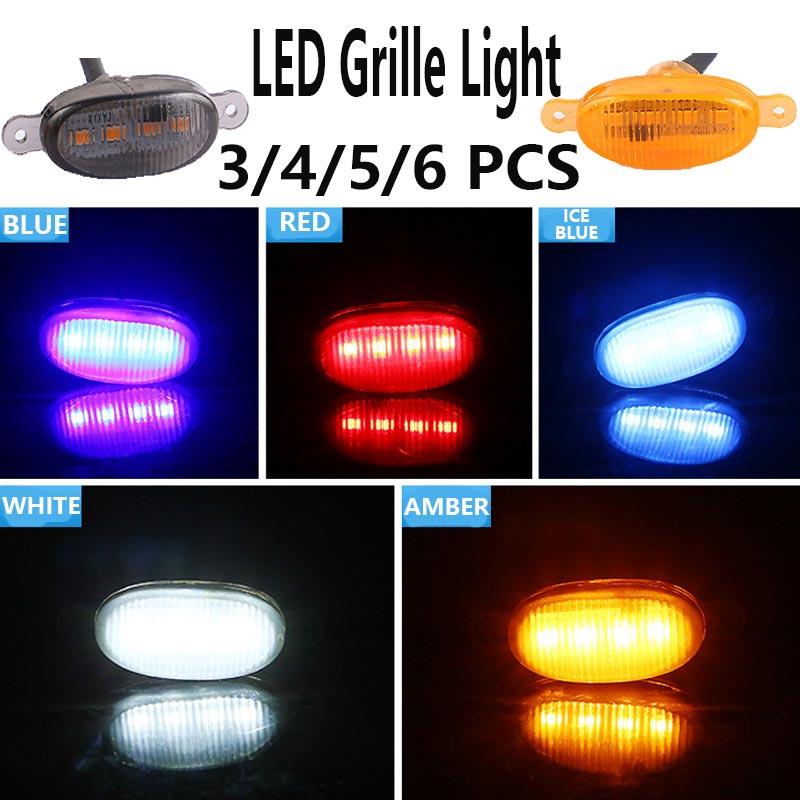 Led Grille Lights Front Grill Lights Amber LED Running Lights Universal 3pcs-Amber Shell-Amber
