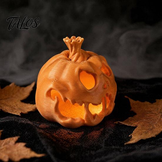 Halloween Table Centerpiece 3D Printed Skull Pumpkin Candle Holder, Hollow Design Ornament Figurine, Multifunctional Ambient Lampshade for Party