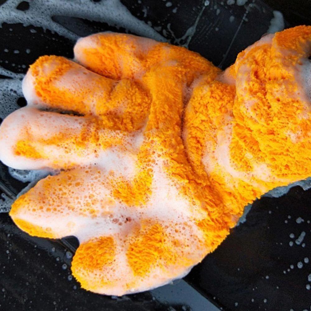 Double-sided Care Cleaning Gloves Coral Fleece 5-Finger Gloves Car Washing Gloves for Car Wash