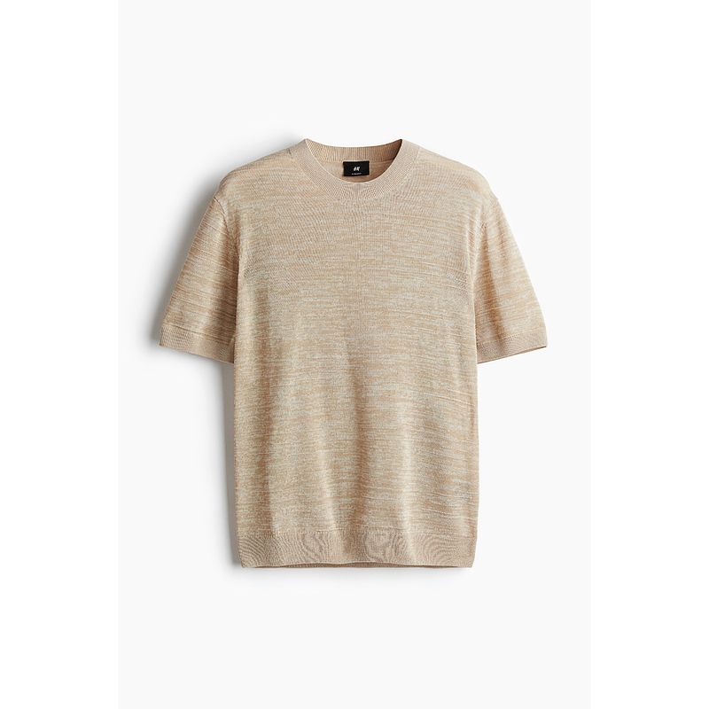 

HM Men s T-shirt 2025 Autumn New Arrival Casual Simple Fashion Regular Soft Fine Knitting T-shirt 1257189