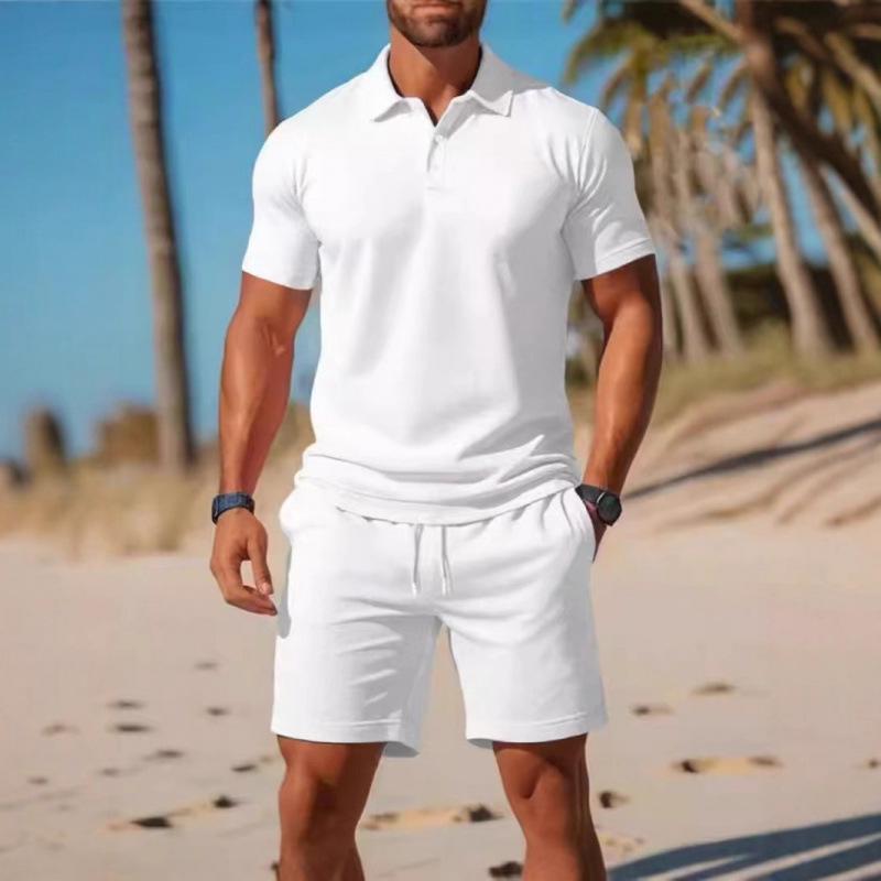 2025 Men's Versatile Summer Sports Two-Piece Set: Loose Short Sleeve Polo & Shorts