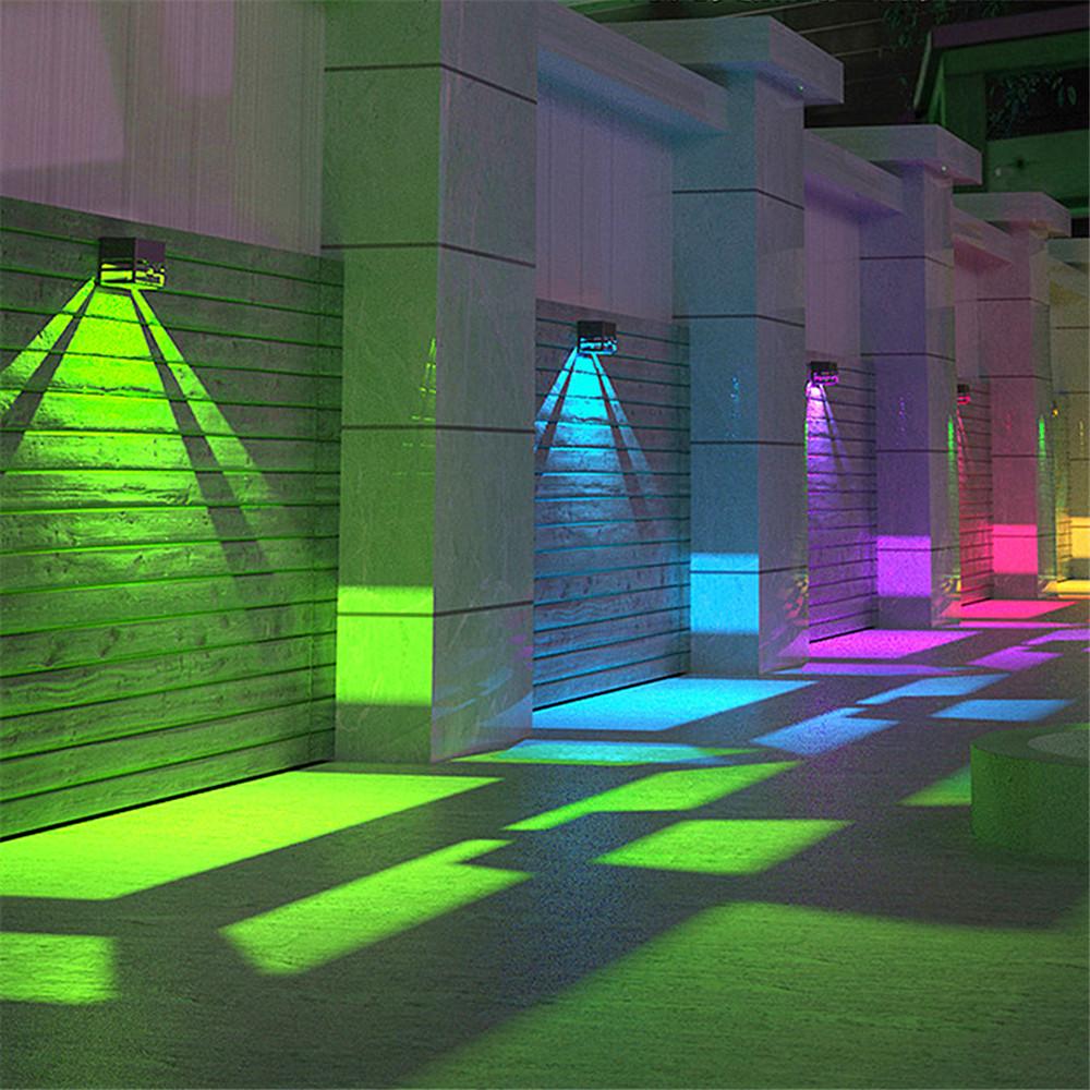 T-SUN 2/4 Packs RGB Solar Wall Lights Outdoor Fence Lights LED Waterproof Solar Stair Lights Exterior Patio Lights