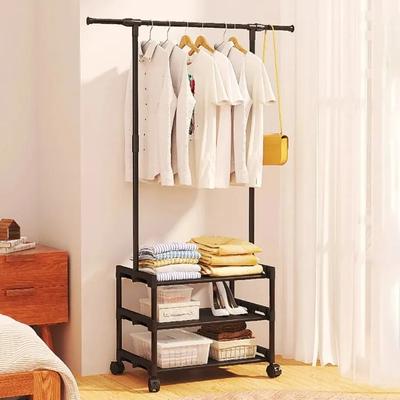Clothes Hanging Rack On The Ground Folding In Bedrooms Hanging Rack Simple Clot Closet Organizer Hangers for Clothes