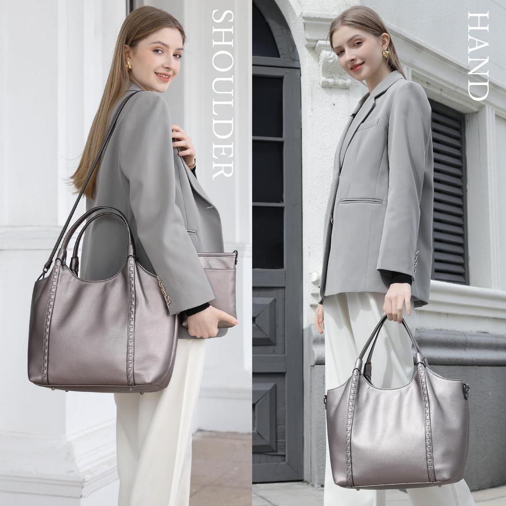 Guccio Italy Tragetasche (Vorgestellt im Oggi.jp Mode Magazin) [Set aus 2 Stück mit Pochette] A4 & Laptop-Aufbewahrung, Schultergurt, Perfekt für Arbeit oder Freizeit