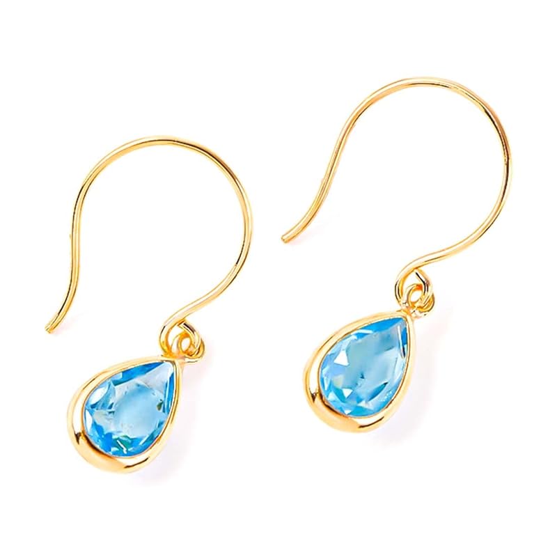 

PLUSTER blue topaz hook earrings ladies K10 10 gold gold teardrop drop birthstone [Exclusive pouch set] Popularity birthday present