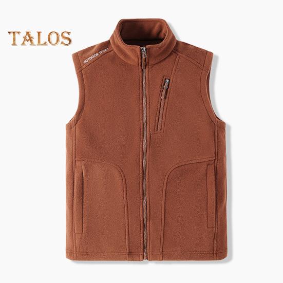 Men Polar Fleece Waistcoat Regular Fit Sleeveless Stand-Up Collar Vest Coat with Zipper Pockets Thermal Insulation Vest Jacket