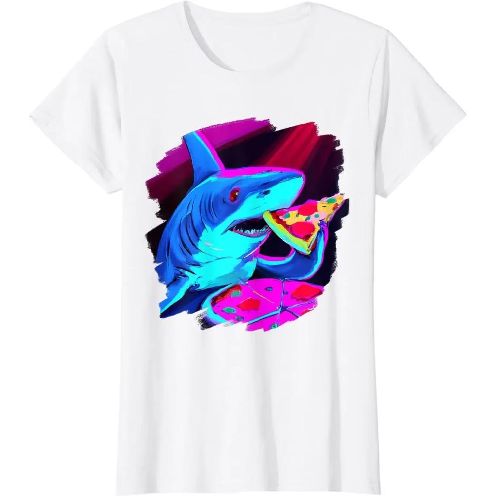 Shark Eating Pizza Funny Cool Pizza Sharks T-Shirt