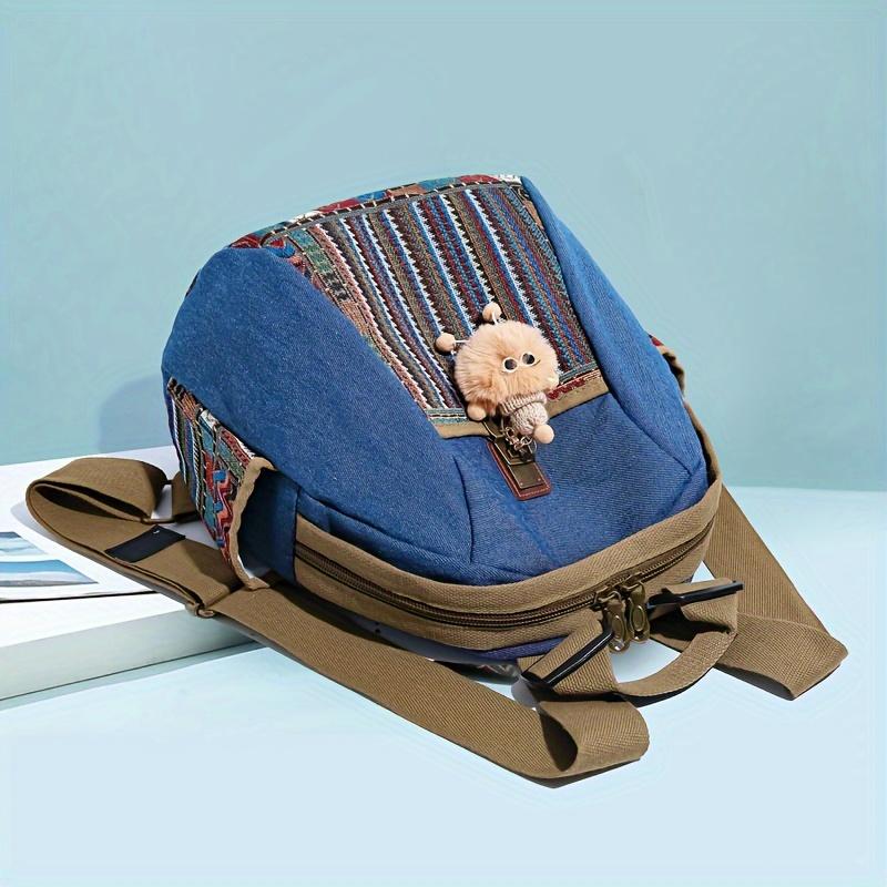 Retro Women's Backpack with Ethnic Style Casual Backpack Suitable for Shopping, Traveling, and Comes with Small Accessories. [Accessories Are Random]