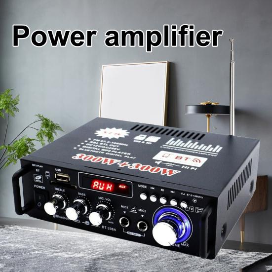 BT-298A Power Amplifier Practical Liquid-crystal Display 2CH 12V/220V 600W HiFi Bluetooth-compatible 5