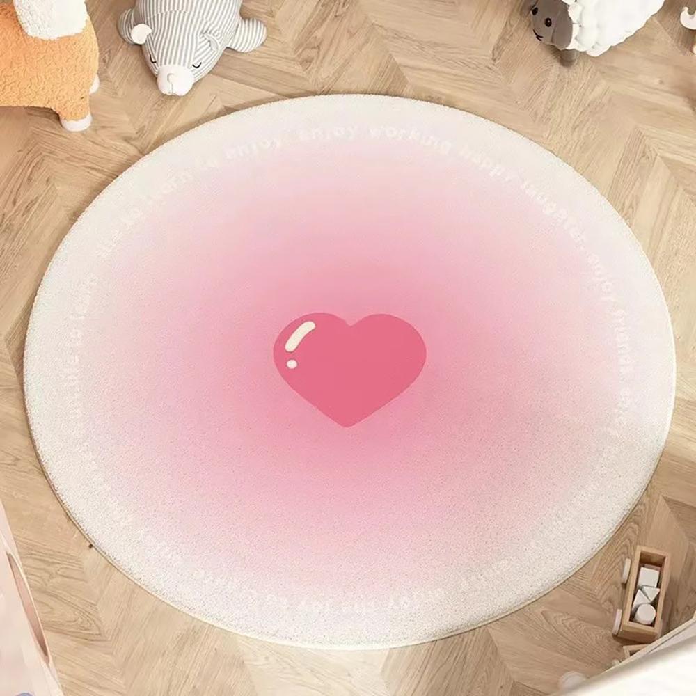 

VIKAMA Faux Cashmere Carpet Simple Love Coffee Table Cushion Sofa Rug Living Room Floor Cushion Round Rug Non-Slip Home Decor 60cm 24inch