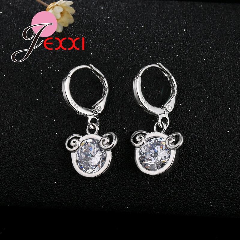 2025 New Cute Cartoon 925 Sterling Silver Jewelry Set Crystal Necklace Earrings Sets For Girls Best Gifts