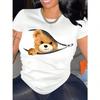 Graphic Print ZipBear T-Shirt For Wounisex Casual Short Sleeve Comfortable Crew Neck Soft Adorable Tees Tops