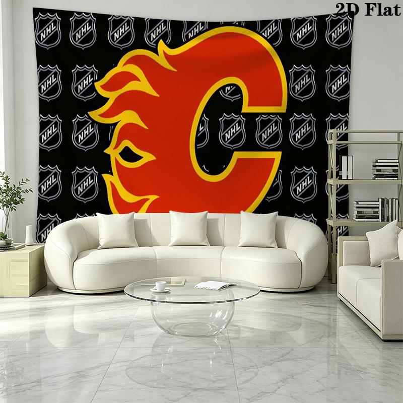 Calgary Flames Wall Tapestry Aesthetic Wall Hanging Printed Fabric Blanket Decorative Tapestries for Bedroom Living Room Home Decor