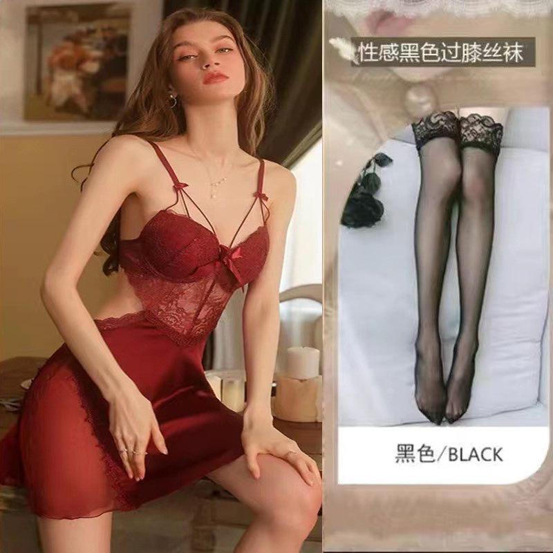 Sexy lingerie sexy lace section uniform seduction perspective passion pure lust nightdress suit