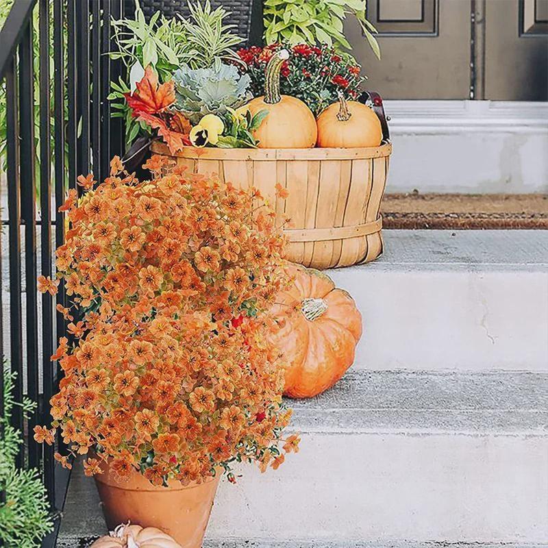 10pcs Autumn Artificial Flowers for Vase Home Christmas Decor Fake Plants Wreath Outdoors Wedding Bouquet Party Decoration