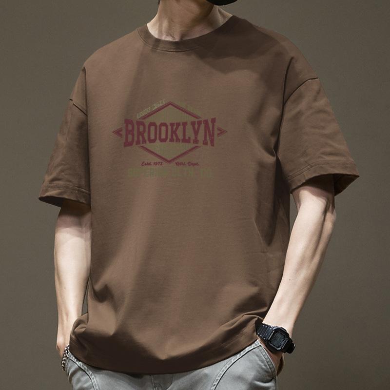 Men's Loose-Fit Crew Neck Short Sleeve T-Shirt Brooklyn Graphic Print Casual Top