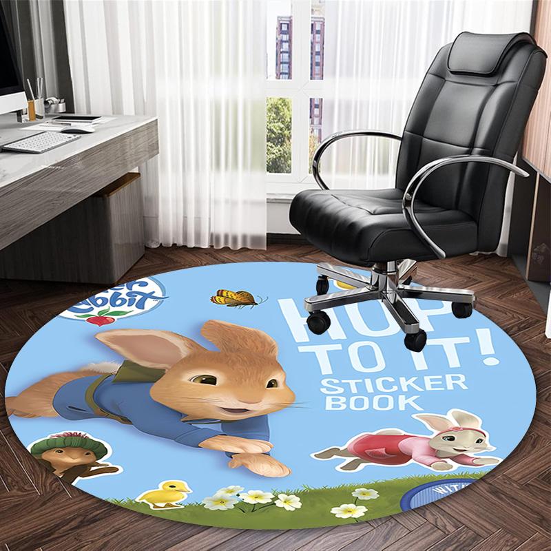 1pc Peter Rabbit2 Print Round Carpet Chair Round Carpet Suitable for Bedroom Living Room Home Decorative Carpet