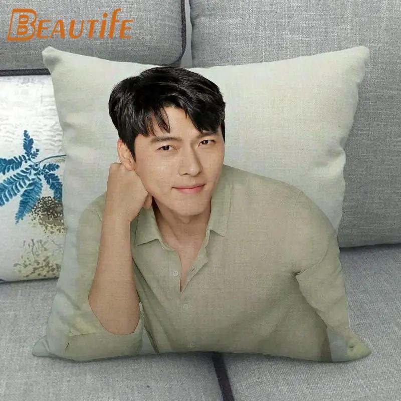 Custom Crash Landing On You Hyun Bin KPOP Pillowcase 45X45cm Wedding Decorative Eco-Friendly Cotton Linen Fabric Pillow Case