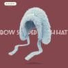 Cute Rabbit Long Ears Plush Hat Female Winter Warm Face Small Knitted Hat Cold Protection Ear Moisture