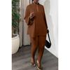 Women 2 Piece Outfit Stand Collar Long Sleeve Blouse + Skinny Pants Casual Suit