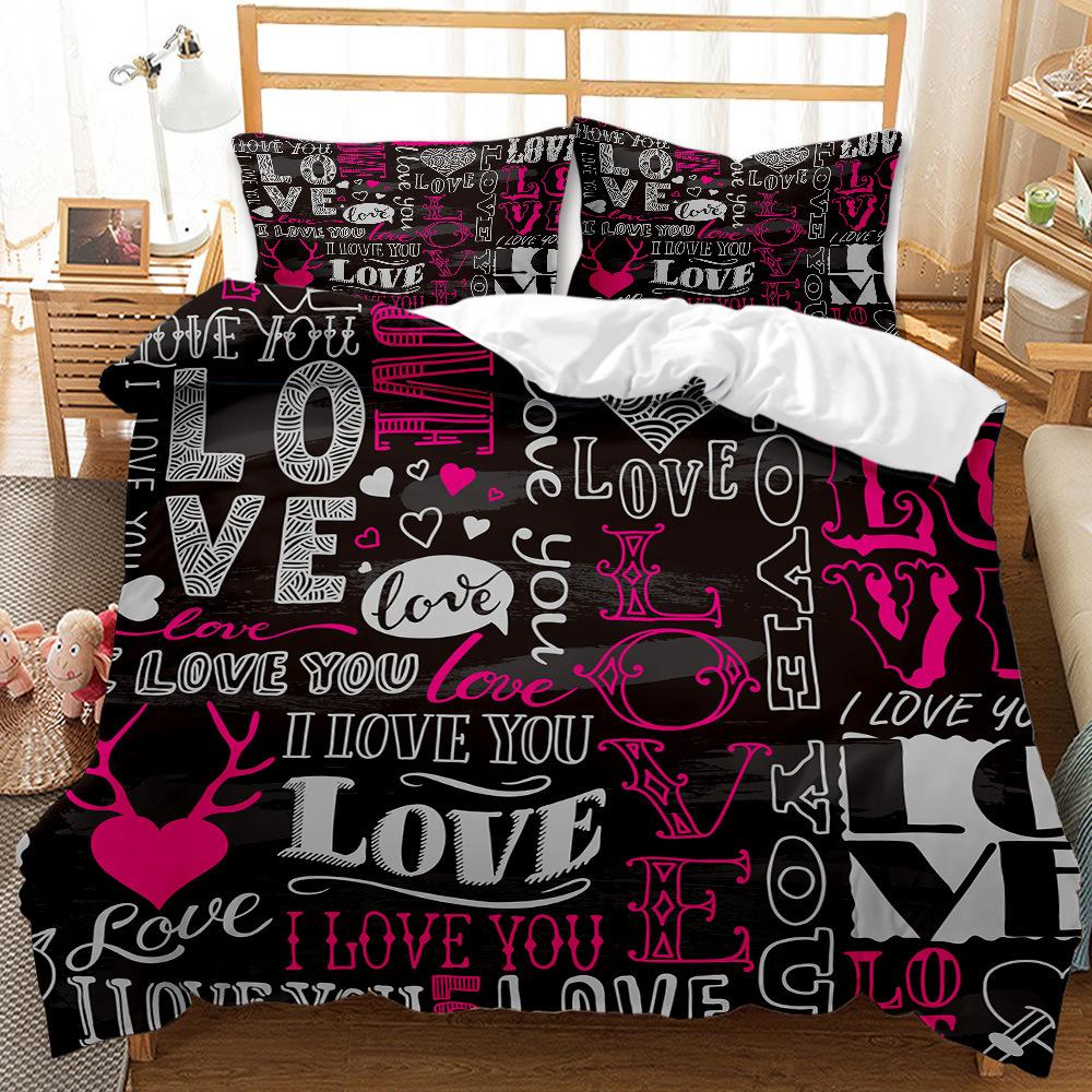 D digital printing urban design quilt cover bed grinding three-piece set