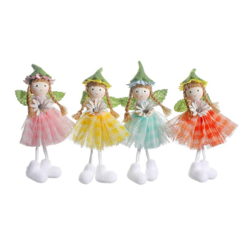 Easter Long Legs Flower Fairy Angel Elf Rabbit Dolls Home Hanging Ornaments Spring Easter Party Supplies Kids Birthday Gift