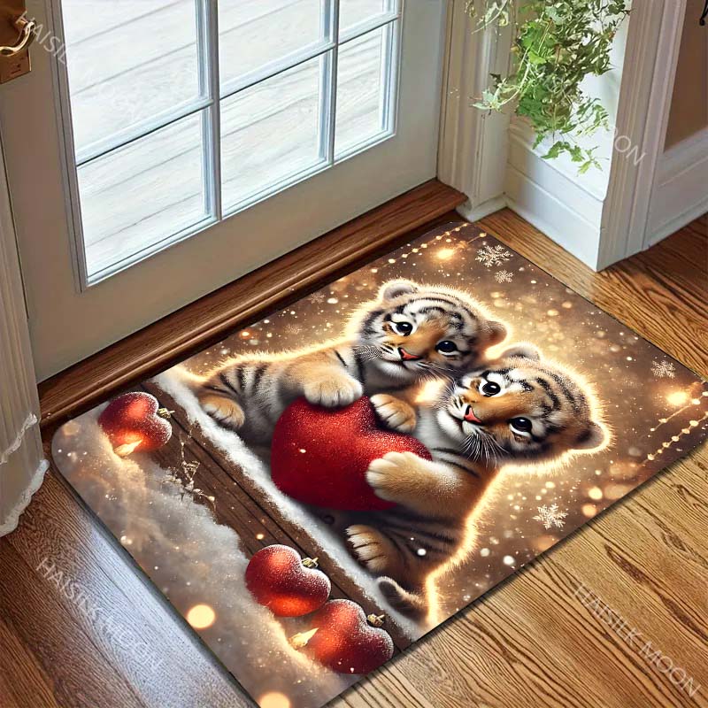Zwei Niedliche Kleine Tiger Teppich für Wohnzimmer Schlafzimmer Sofa Kreative Fußmatte Heimdeko Bereichsteppich Große Größe Schneller Versand