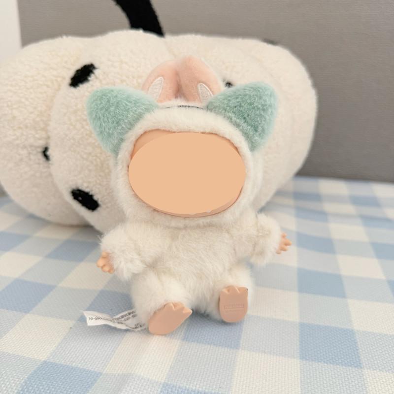 [Cloth Only] 17cm Doll Clothes Cartoon Toy Kitten Hairband Sweet Overalls Set Clothing Set Replacement Exquisite Accessories