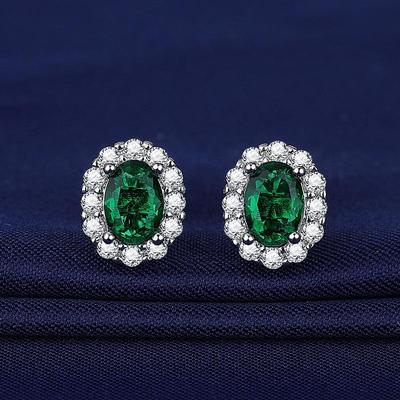 Emerald Zircon Gemstone Drop Earrings for Women