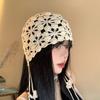 Bohemian Style Hand-knitted Hollow Flowers Hat Elegant Crochet Cute Beret Cap Soft Fringed Women Hat for Women Photography