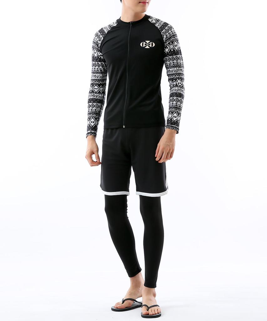 Dangun Cool Air Stone Print Zip-Up Long Sleeve Rash Guard