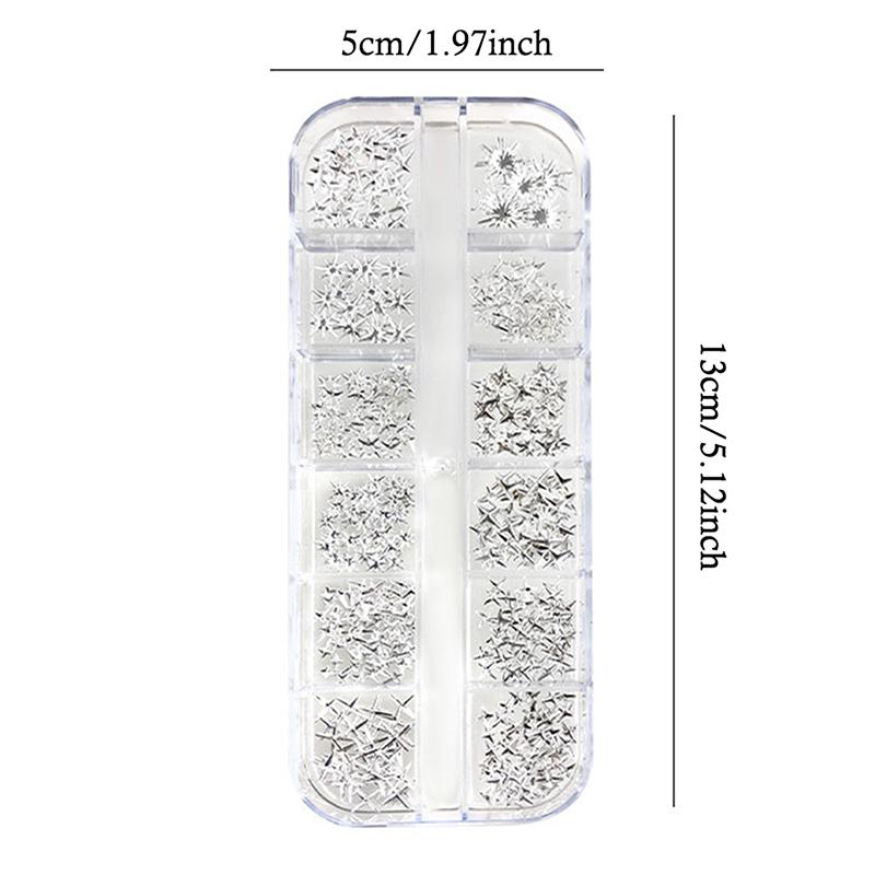 12 Grades/Caixa Design Misto 3D Metal Starlight Charms para Unhas Peças Estrelas Rebite Acessórios Para Decoração de Unhas Suprimentos de Manicure