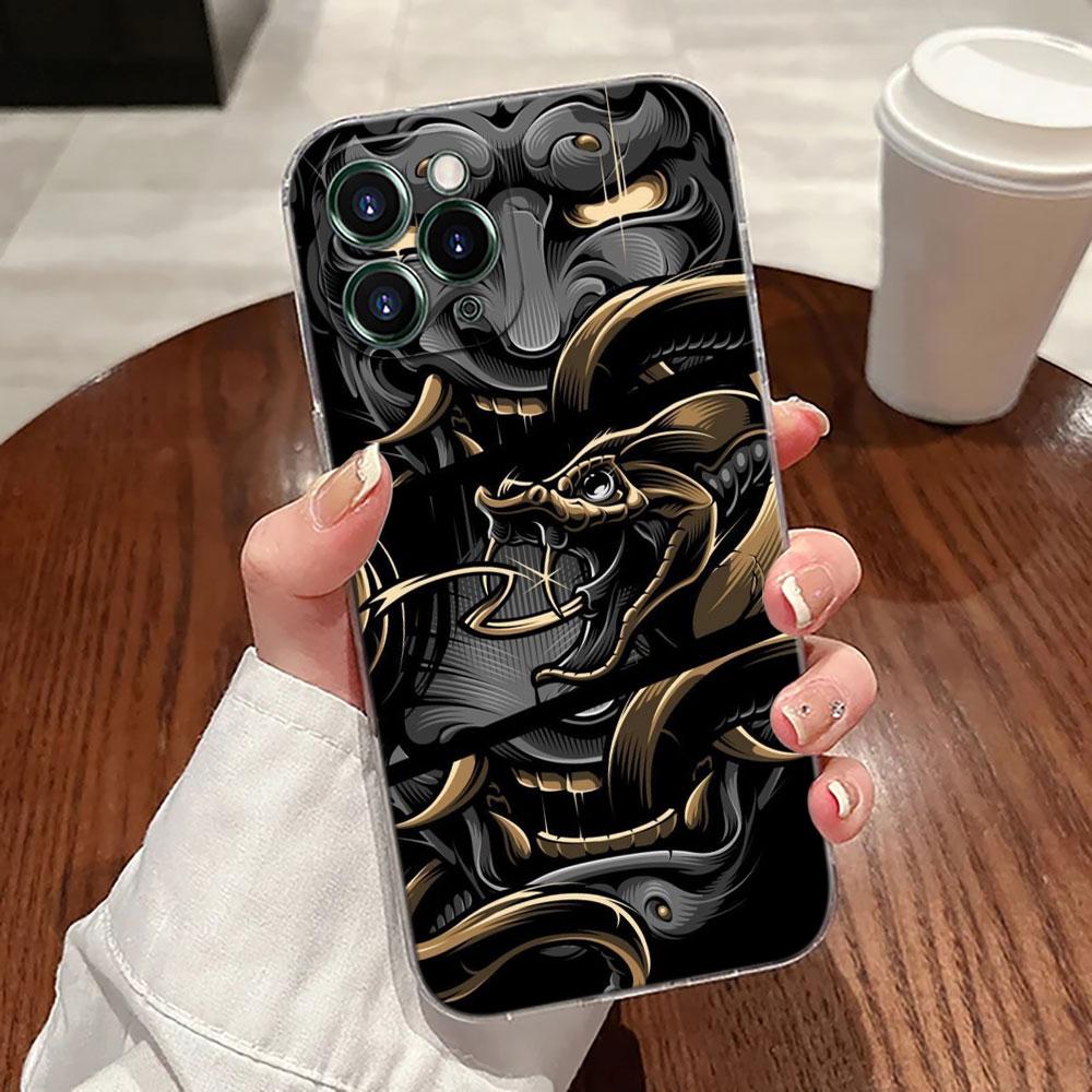 Samurai Ghost Hannya Ukiyo-E Mask Tattoo Case For Apple iPhone 17 16 15 14 13 12 11 Pro Max 16 Plus 16E 17Air 17Pro Phone Covers