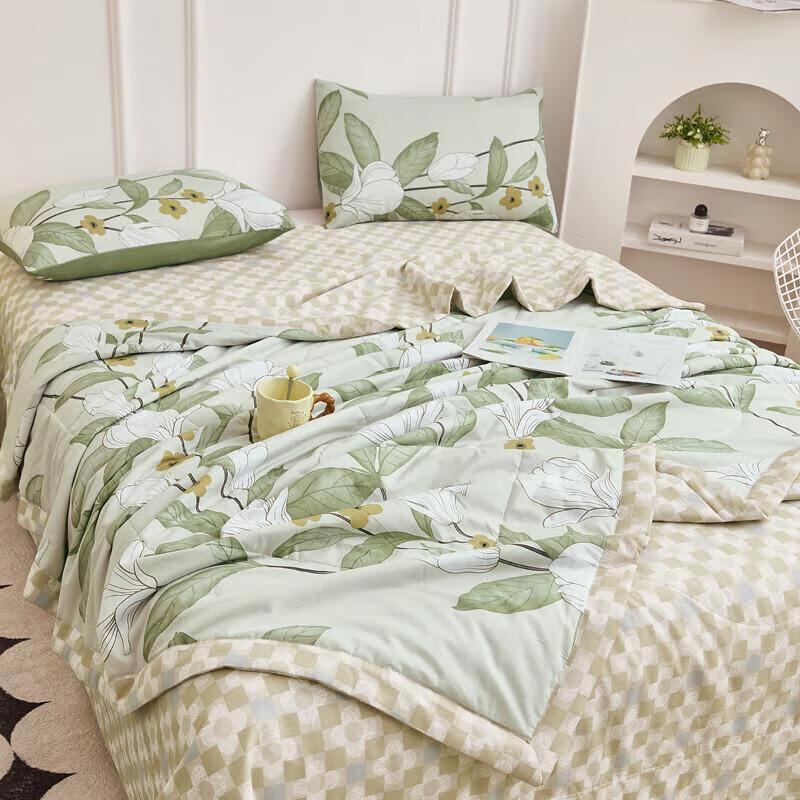 Jie Li Ya Pure Cotton Summer Quilt - Mu Yu Hua Kai Green