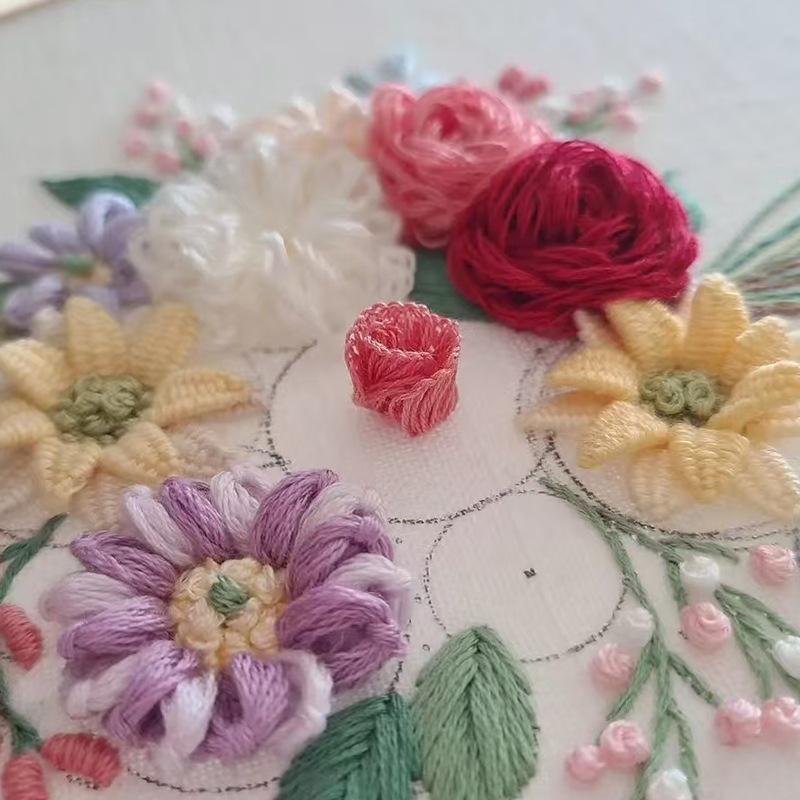 1 szt. Wzór Bukietu Kwiatowego Haft DIY Zestaw Rękodzieła z Tkaniny z Narzędziami