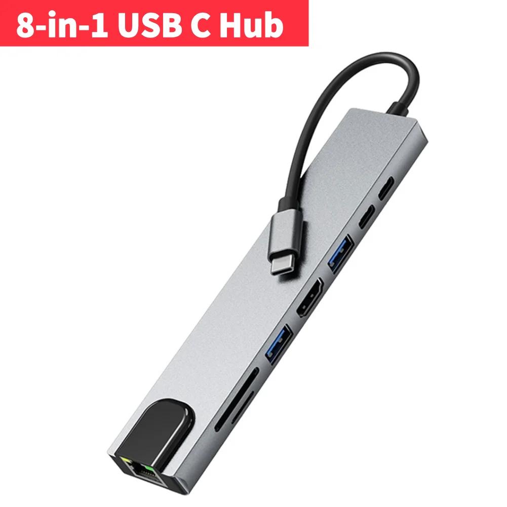 11 in 1 USB C Dock with 4K HDMI-Compatible VGA Ethernet Multiport Adapter 100W PD SD/TF Audio for Surface/HP/Dell/Lenovo/MacBook