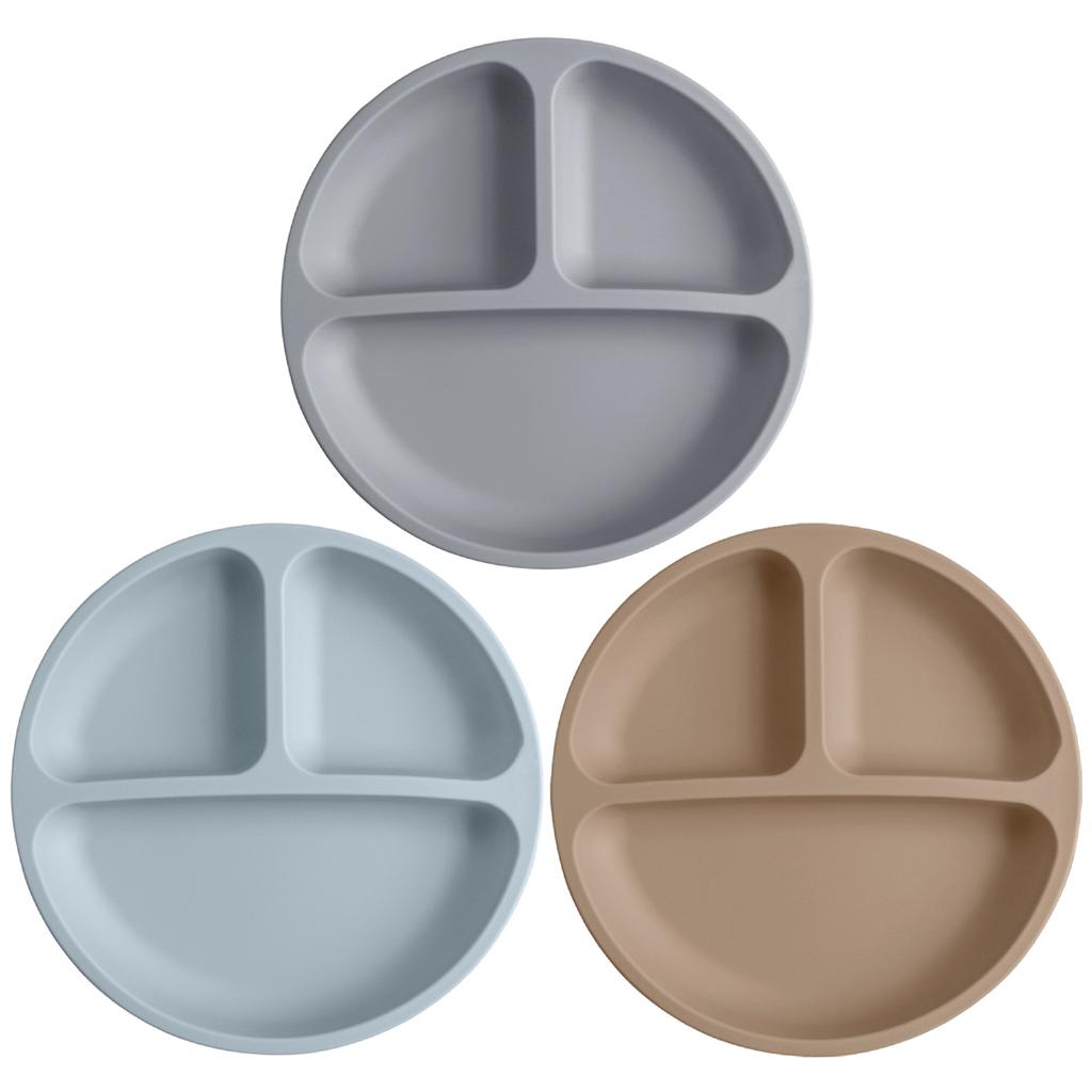 Color Kids 3PCS Silicone Baby Feeding Set With Suction Plate BPA Free Eco Friendly Training Tableware Toddler Weaning Utensils