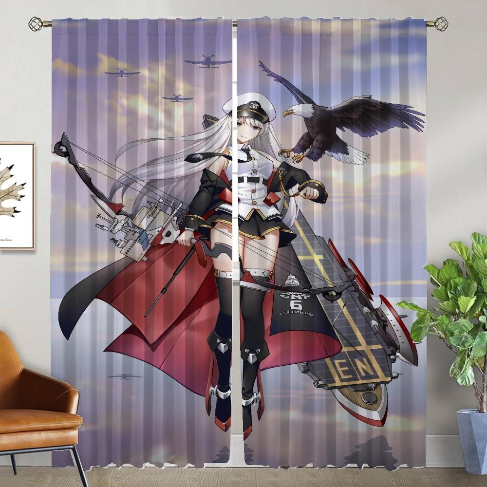 Azur Lane Gardiner för Vardagsrum Gardiner Myggskyddsgardiner 2 Delar Halloween Dekoration Persienner Avdelare Kök Elegant