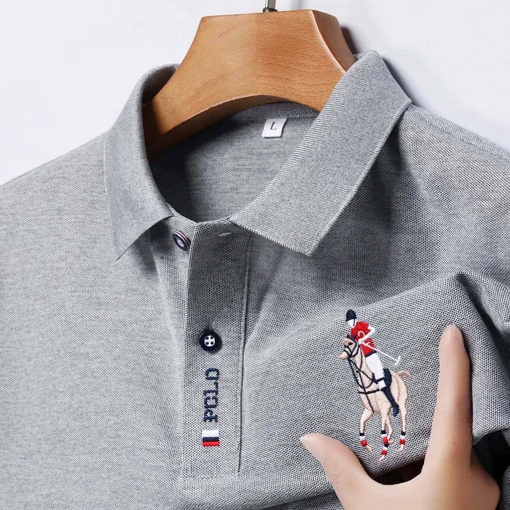 STORN Men's Embroidered Casual Fashion Short Sleeved POLO Shirt Summer Comfortable Top