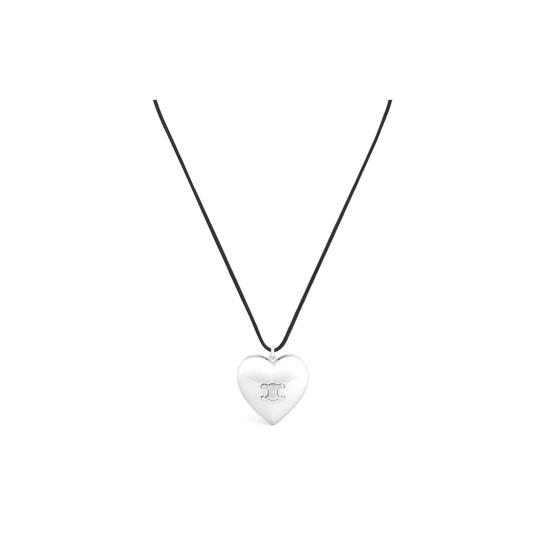 

Celine Heart Geometric Pattern Pendant Necklace Women necklace Silver Black 460YO6BCO-36SB F,Silver/Black