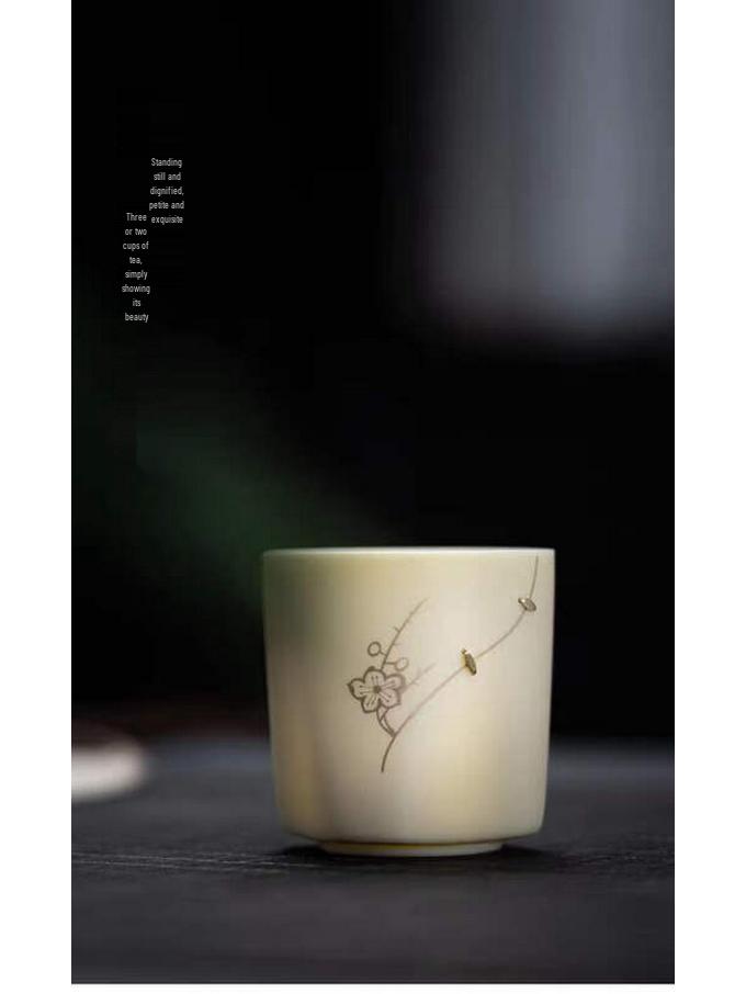 Mutton Fat Jade White Porcelain Fortune Flower Master Tea Cup